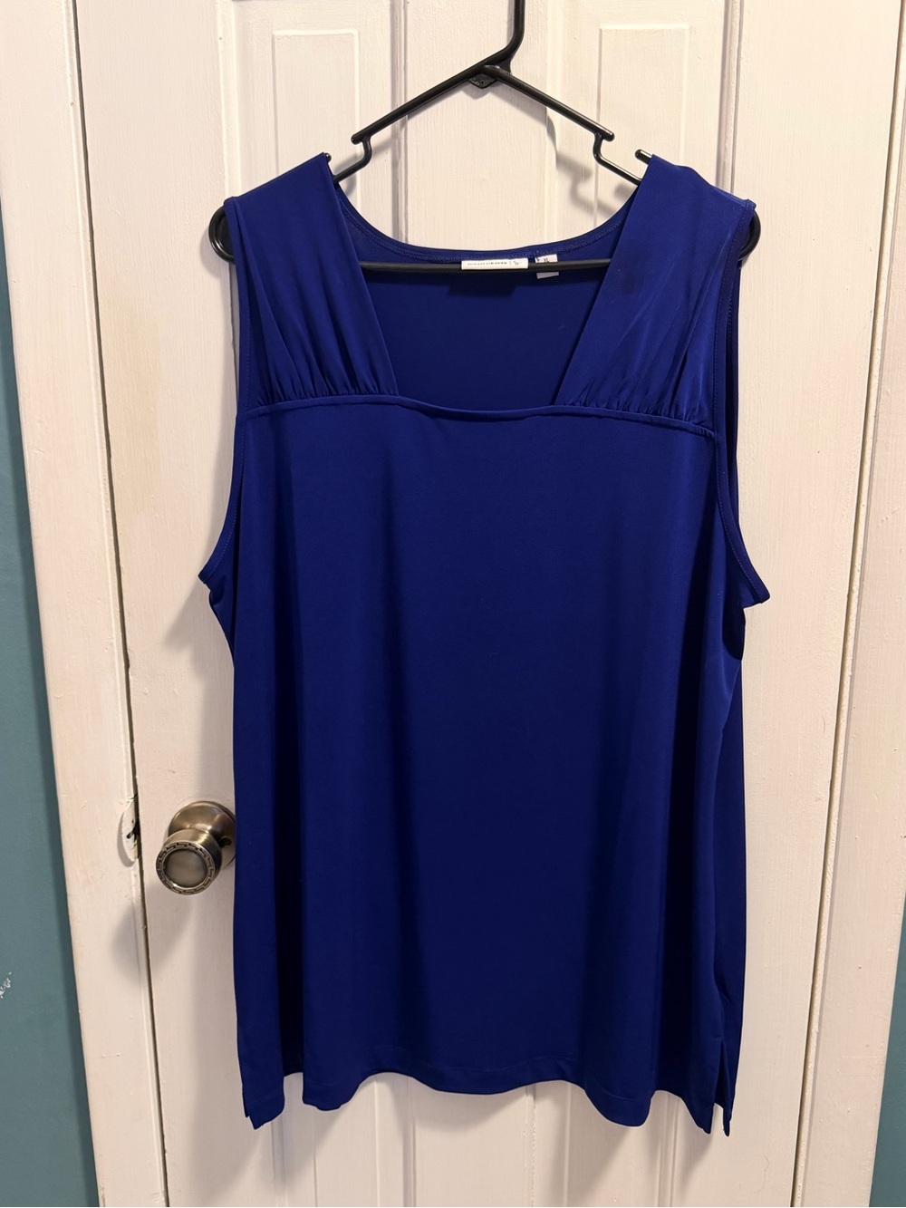 SUSAN GRAVER Sleeveless Square Neck Tank Top - Royal Blue XL